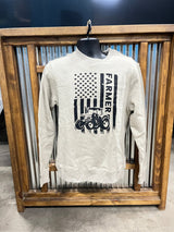 Patriotic Tractor Crewneck Sweatshirt | American Flag Farm Sweatshirt - The Branded Barn