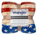 Wrangler Stars & Stars and Stripes USA American Flag Sherpa Fleece Throw Blanket - The Branded Barn