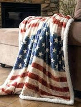 Wrangler Stars & Stars and Stripes USA American Flag Sherpa Fleece Throw Blanket - The Branded Barn