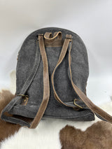Cowhide Western Fashion BackPack - Gray Chevron and Leather