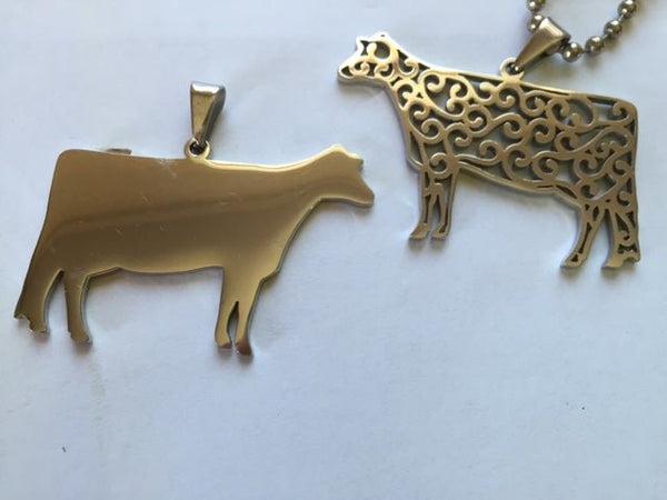 Filigree Dairy Cow Pendant with Box Chain - The Branded Barn
