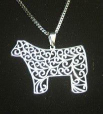 Filigree Steer Pendant with Box Chain - The Branded Barn