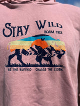 Ladies Cropped Hoodie with Western Graphic Stay Wild Roam Free - The Branded Barn