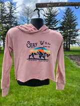 Ladies Cropped Hoodie with Western Graphic Stay Wild Roam Free - The Branded Barn