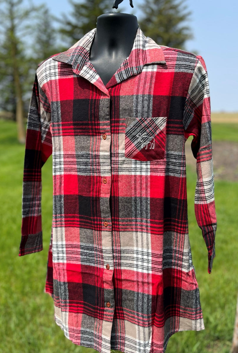 Lazy One Country Plaid Flannel Nightshirt - The Branded Barn