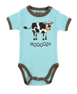 Lazy One Moody Cow Infant Creeper Onesie Blue - The Branded Barn