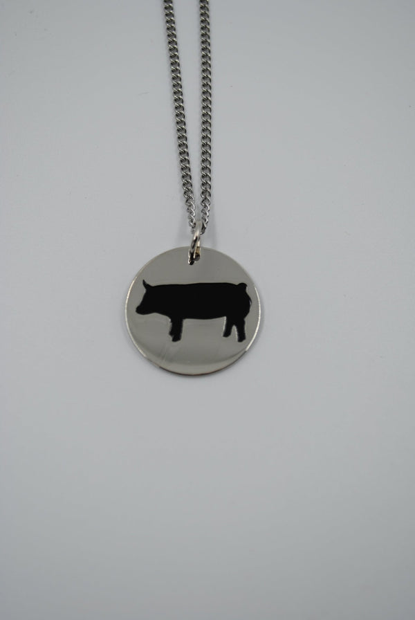 Pig Pendant - Cut Out Heart or Black Medallion - The Branded Barn