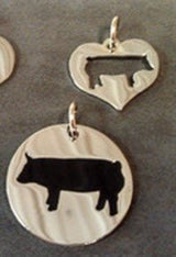 Pig Pendant - Cut Out Heart or Black Medallion - The Branded Barn