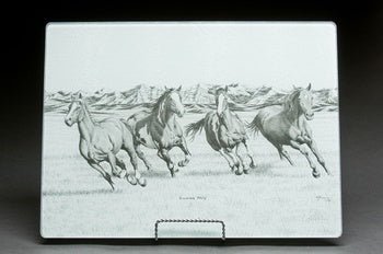 Running Free Horse Tempered Glass Cutting Board
