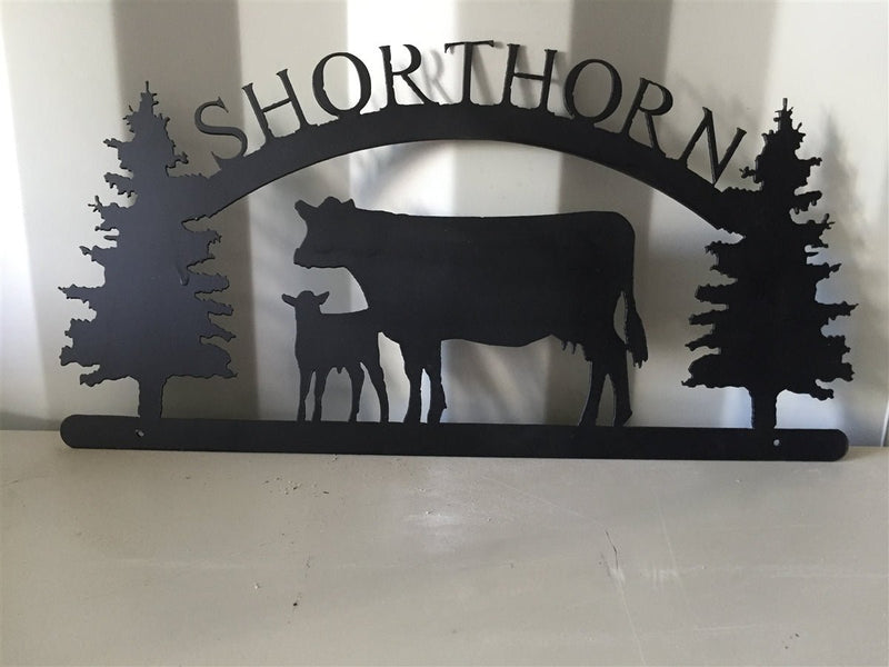 Shorthorn Cow with calf Metal Sign - The Branded Barn