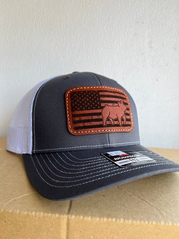 Show Pig Trucker Hat with Leather Patch - The Branded Barn