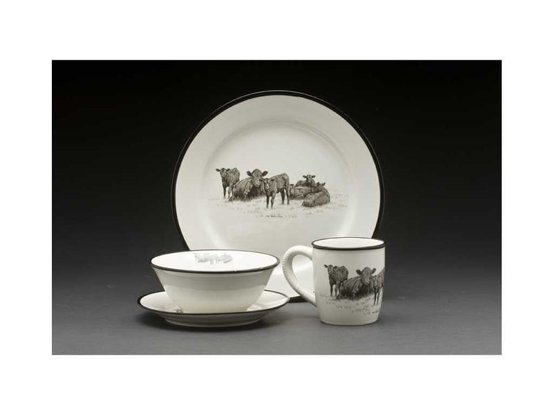 "The Babysitter" Cattle Ranch Farm Dinnerware Set with plates bowls saucers coffee cup