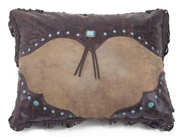 Western Pillow with Turquoise Embellishments - The Branded Barn