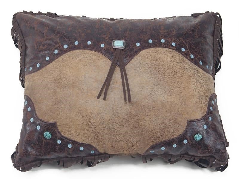 Western Pillow with Turquoise Embellishments - The Branded Barn