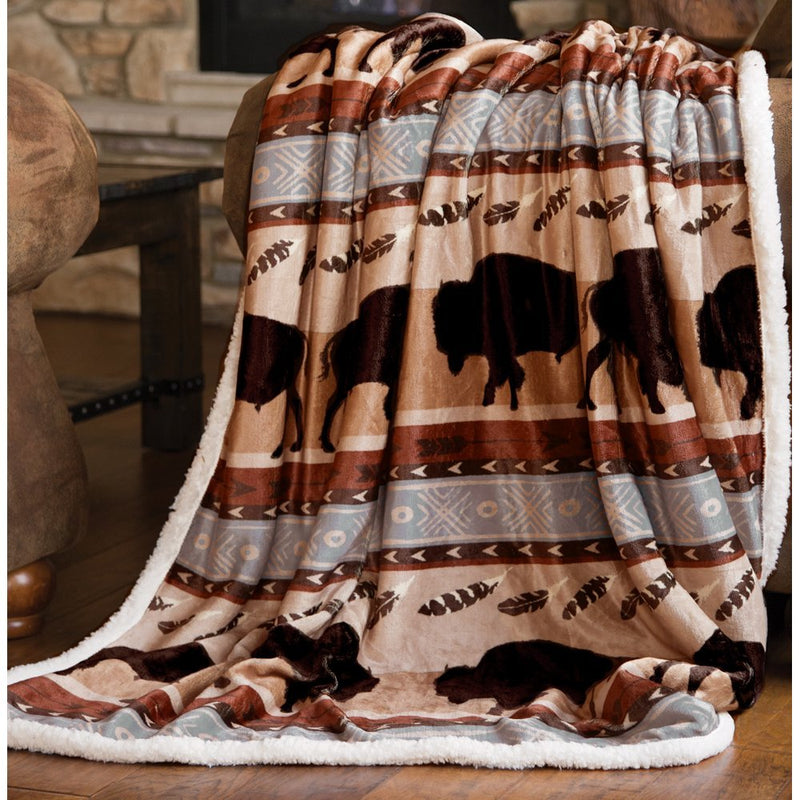 Wrangler Buffalo Sherpa Fleece Throw Blanket - The Branded Barn